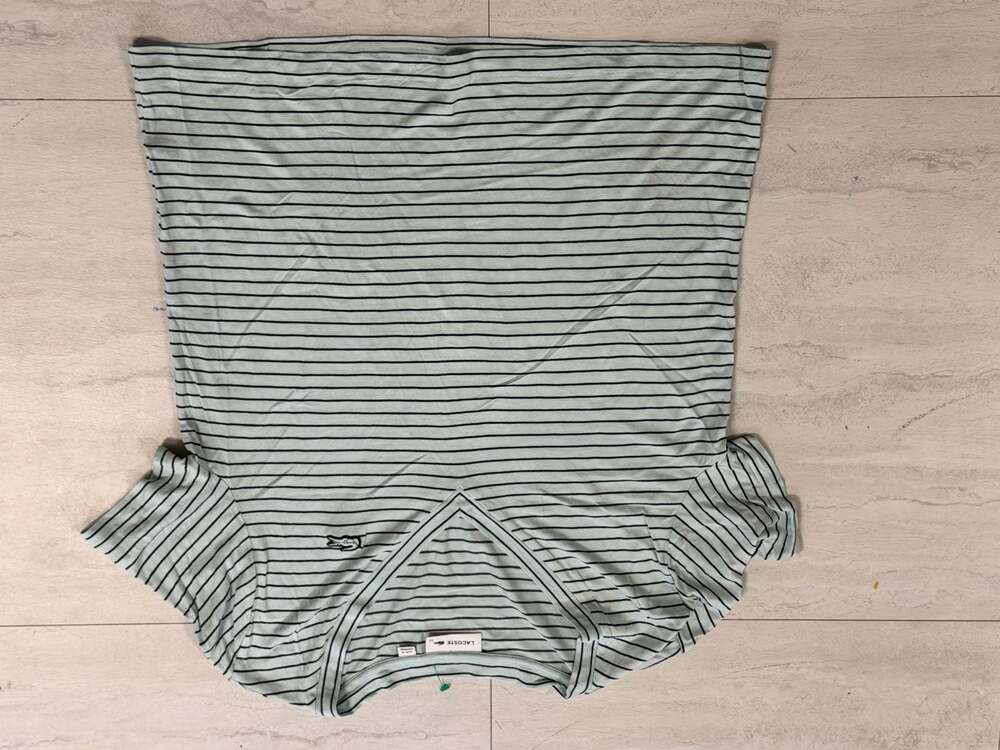 Lacoste Women's V-Neck Short Sleeve Striped T-Shirt